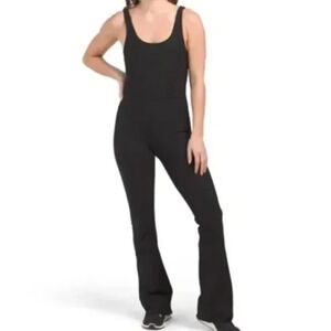 Wilo The Label Womens M Black Flare Athletic Travel Workout Jumpsuit Loungewear